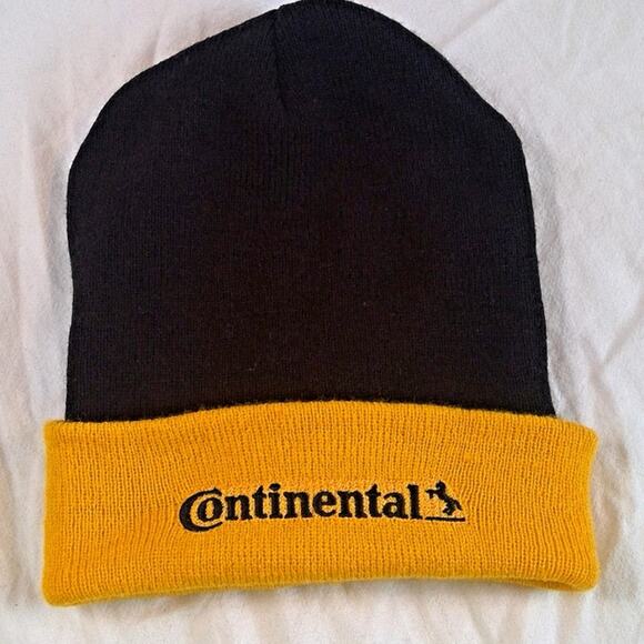 Continental Yellow/Black Beanie Knit Sock Hat Cap America ROAD RACING GRAND PRIX - Picture 1 of 7